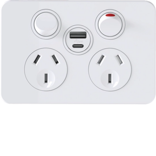 Hager 10 Amp SILHOUETTE Double - WBSP2SUSBAC - ARCK Electrical Wholesale Supplies