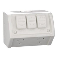 Clipsal Double Weatherproof Powerpoint 10Amp C/W Extra Switch Resistant Grey - WSC227/2X-RG