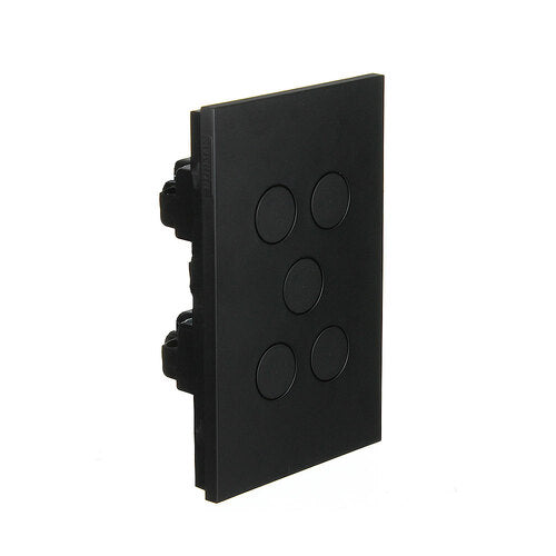 Clipsal Saturn Zen Push Button Switch LED, 5 Gang (BLACK) - Z4065PBL-ZB