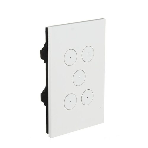 Clipsal Saturn Zen Push Button Switch LED, 5 Gang (WHITE) - Z4065PBL-ZW