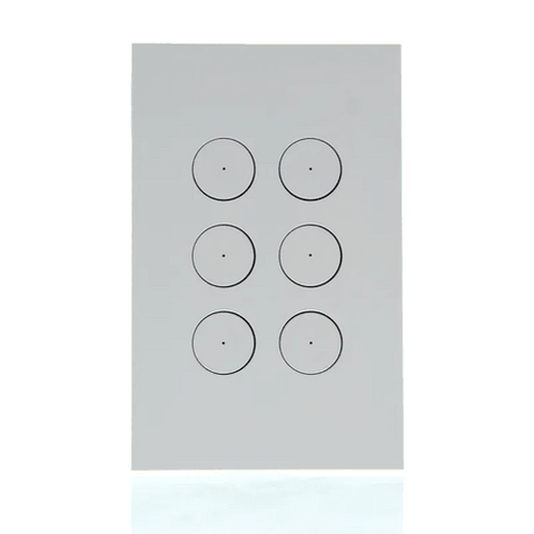 Clipsal Saturn Zen Push Button Switch LED, 6 Gang (WHITE) - Z4066PBL-ZW