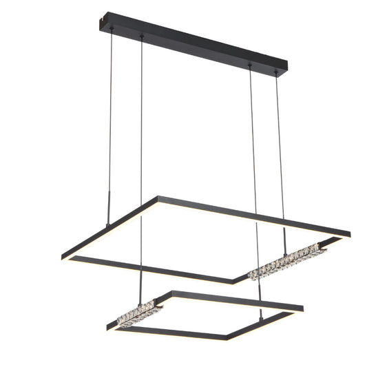 ZAFRA 2 TIER PENDANT BLACK SAND/CRYSTAL - PE2T-BK
