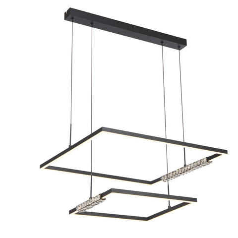 ZAFRA 2 TIER PENDANT BLACK SAND/CRYSTAL - PE2T-BK