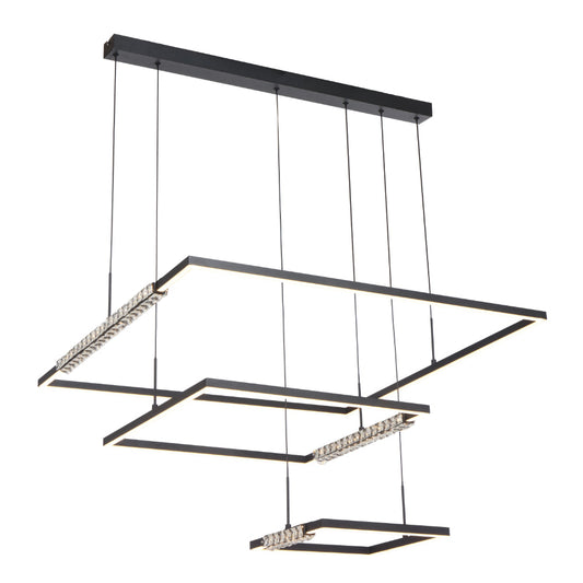 ZAFRA 3 TIER PENDANT BLACK SAND/CRYSTAL - PE3T-BK