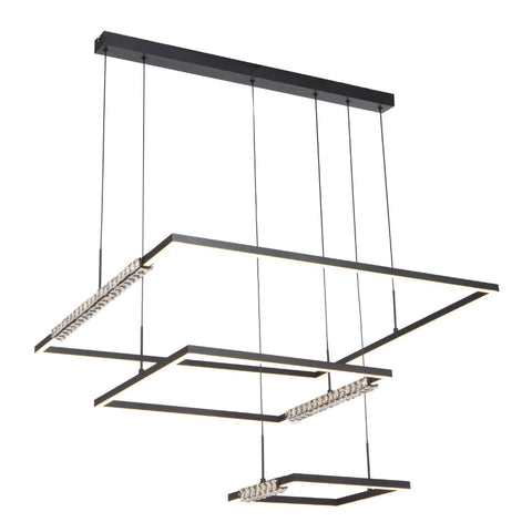 ZAFRA 3 TIER PENDANT BLACK SAND/CRYSTAL - PE3T-BK