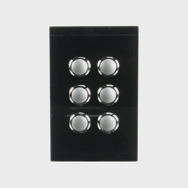 CLIPSAL SATURN 6 GANG PUSHBUTTON LED SWITCH - ESPRESSO BLACK - 4066PBLEB - ARCK Electrical Wholesale Supplies