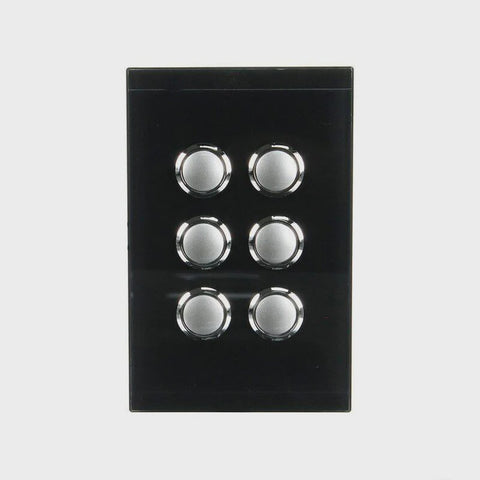 CLIPSAL SATURN 6 GANG PUSHBUTTON LED SWITCH - ESPRESSO BLACK - 4066PBLEB - ARCK Electrical Wholesale Supplies
