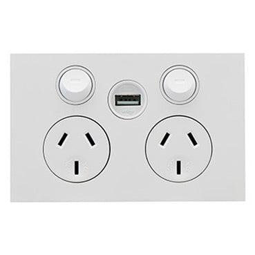 CLIPSAL SATURN ZEN DOUBLE POWERPOINT + USB PORT (WHITE) - Z4025USBC-ZW - ARCK Electrical Wholesale Supplies