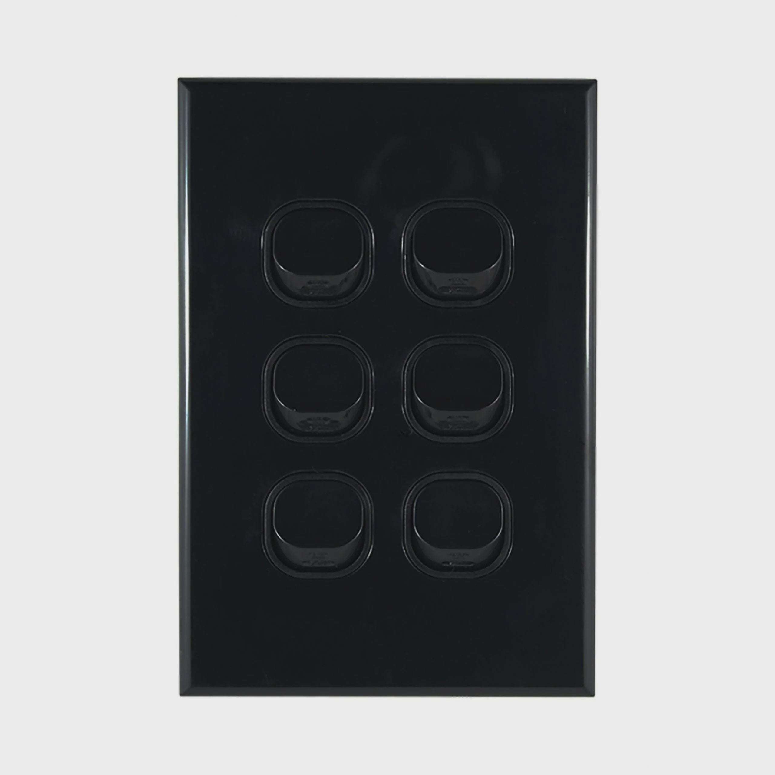 Light Switch 6 Gang – VERTICAL BLACK - LS106VB-L - ARCK Electrical Wholesale Supplies