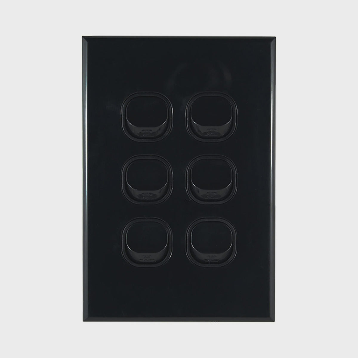 Light Switch 6 Gang – VERTICAL BLACK - LS106VB-L - ARCK Electrical Wholesale Supplies