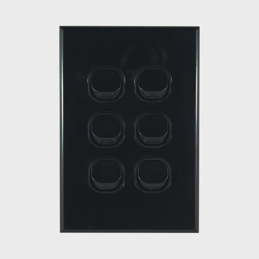 Light Switch 6 Gang – VERTICAL BLACK - LS106VB-L - ARCK Electrical Wholesale Supplies