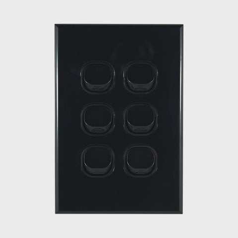 Light Switch 6 Gang – VERTICAL BLACK - LS106VB-L - ARCK Electrical Wholesale Supplies