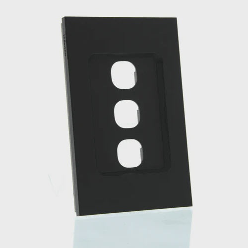 CLIPSAL SATURN ZEN 3 GANG GRID AND PLATE MATT BLACK - Z4033VH-ZB - ARCK Electrical Wholesale Supplies
