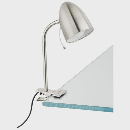 Lara 1 Light Clamp Lamp Satin Nickel - 205253N - ARCK Electrical Wholesale Supplies