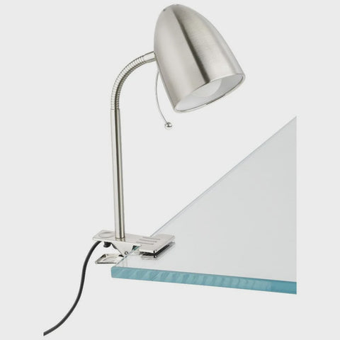 Lara 1 Light Clamp Lamp Satin Nickel - 205253N - ARCK Electrical Wholesale Supplies