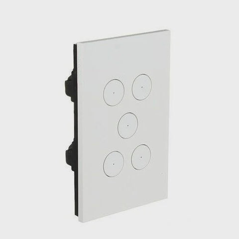 Clipsal Saturn Zen Push Button Switch LED, 5 Gang (WHITE) - Z4065PBL-ZW - ARCK Electrical Wholesale Supplies