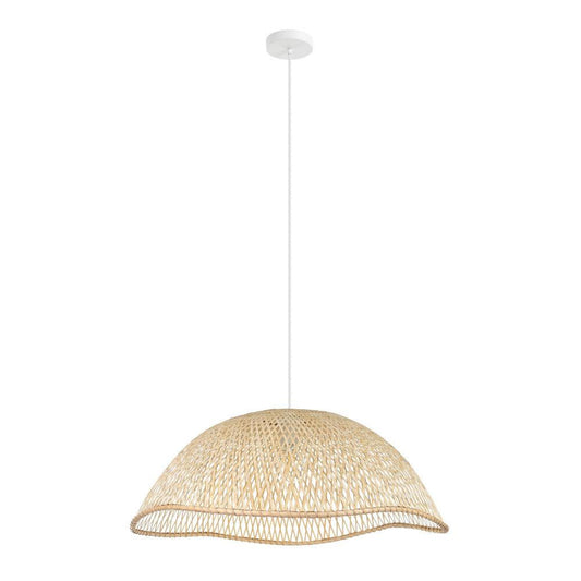 SAMBUCONA Pendant Light W720mm White Steel Natural Wood - 390236N - ARCK Electrical Wholesale Supplies