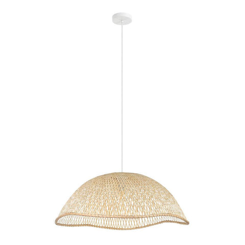 SAMBUCONA Pendant Light W720mm White Steel Natural Wood - 390236N - ARCK Electrical Wholesale Supplies