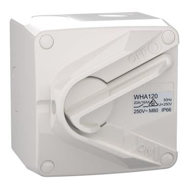 Clipsal 1P 20A Mini Weatherproof Isolating Switch - WHA120-RG - ARCK Electrical Wholesale Supplies