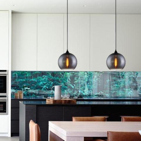 PENDANT ES Smoke Blk (Glass) WINE GLASS w/Raindrop OD250mm - CHUVA2