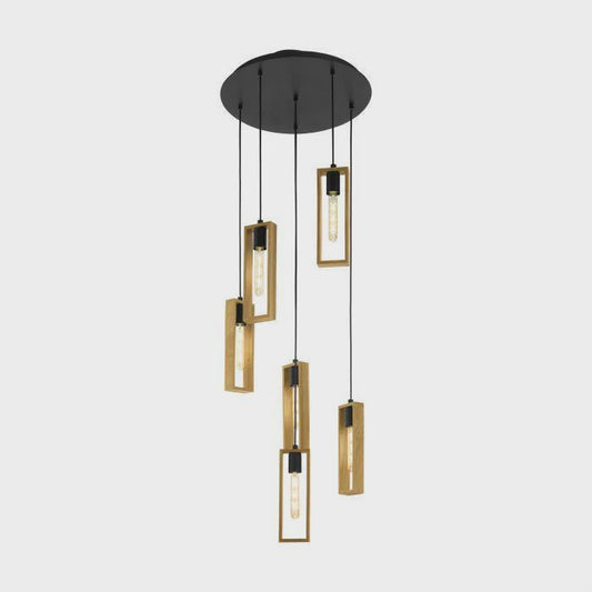 Littleton Modern Wooden Pendant Light 6Lt - 49549N - ARCK Electrical Wholesale Supplies