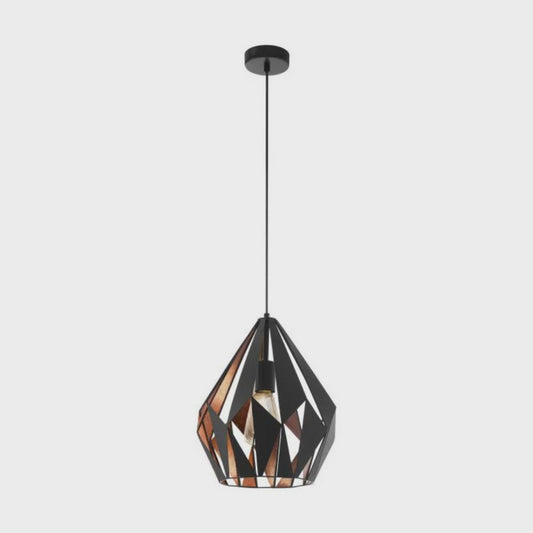 Carlton 1 Light Pendant Medium Black and Copper Steel - 49254N - ARCK Electrical Wholesale Supplies