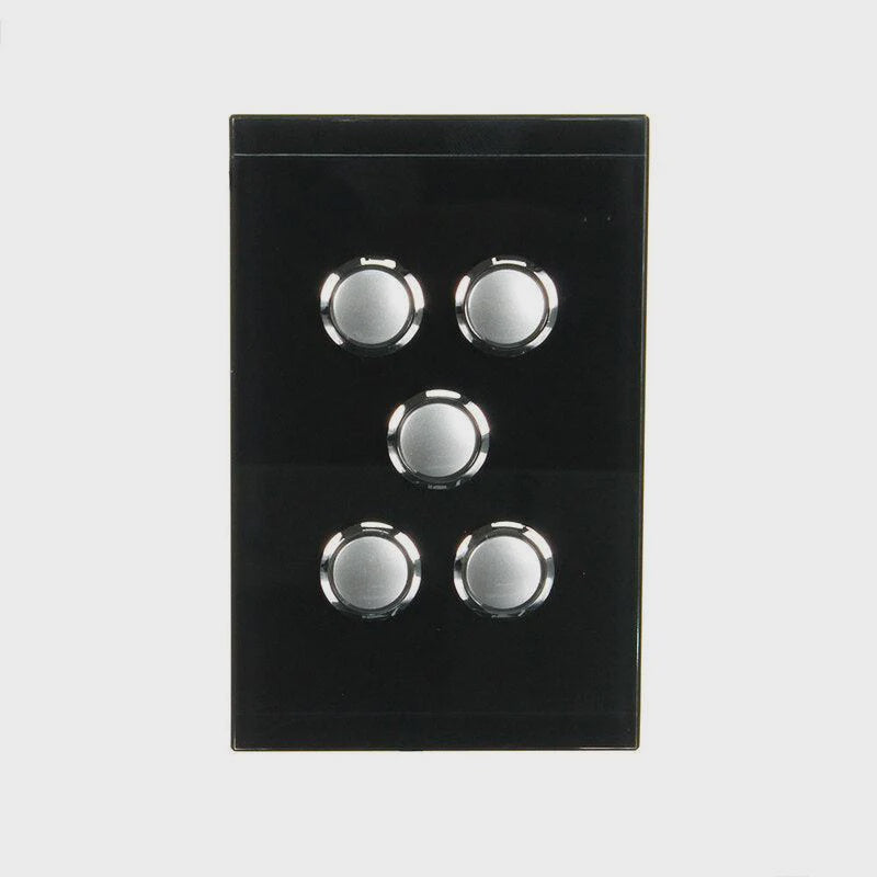 CLIPSAL SATURN 5 GANG PUSHBUTTON LED SWITCH - ESPRESSO BLACK - 4065PBLEB - ARCK Electrical Wholesale Supplies