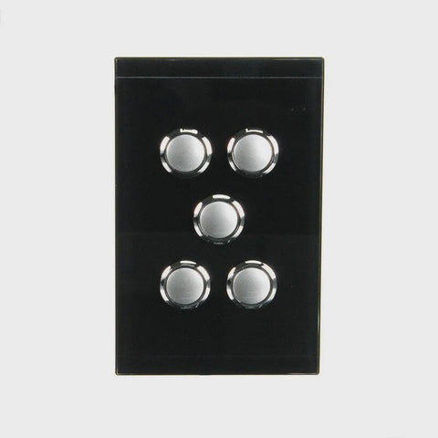 CLIPSAL SATURN 5 GANG PUSHBUTTON LED SWITCH - ESPRESSO BLACK - 4065PBLEB - ARCK Electrical Wholesale Supplies