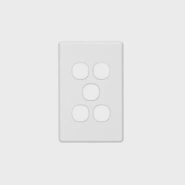 Clipsal Classic 5 Gang Grid & Plate White - C2035VHWE - ARCK Electrical Wholesale Supplies