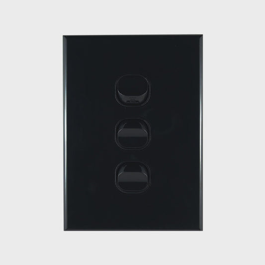Light Switch 3 Gang – VERTICAL BLACK - LS103VB-L - ARCK Electrical Wholesale Supplies