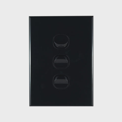 Light Switch 3 Gang – VERTICAL BLACK - LS103VB-L - ARCK Electrical Wholesale Supplies
