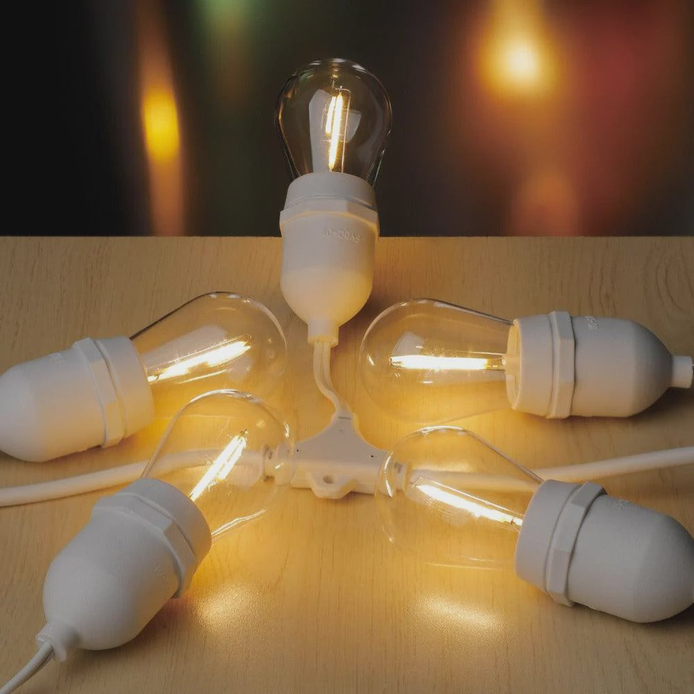 Outdoor Festoon 10 Light Kit Hanging White 12V Warm White - 205396N - ARCK Electrical Wholesale Supplies