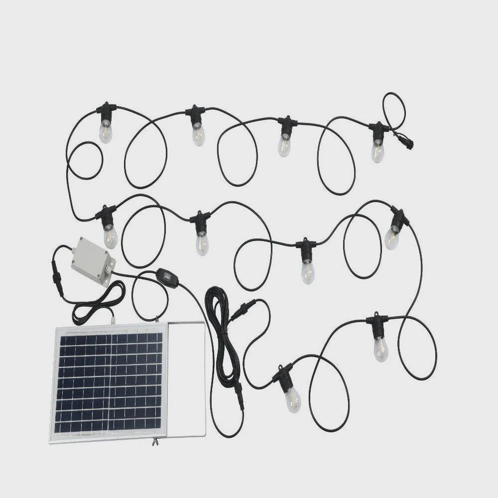 Festoon Solar 10 Lights 12V L13000mm Black Plastic 2700K - 205891N - ARCK Electrical Wholesale Supplies