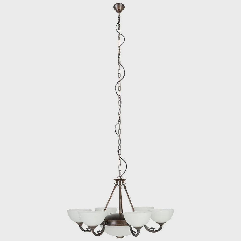 Savoy 8 Light Pendant Oil Rubbed Bronze / White - 205121 - ARCK Electrical Wholesale Supplies