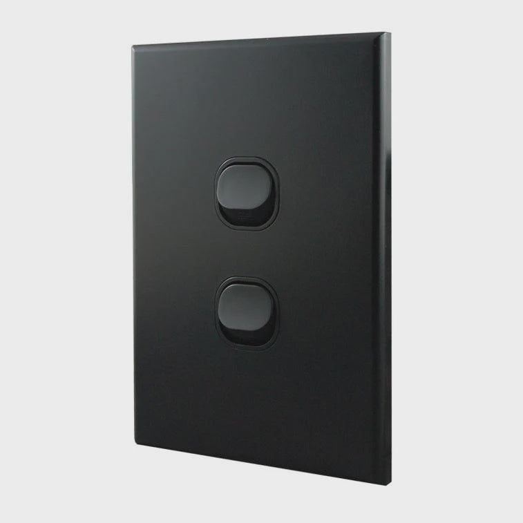 Light Switch 2 Gang – MATTE BLACK VERTICAL LS102VMB-L