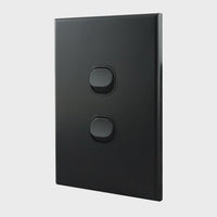 Light Switch 2 Gang – MATTE BLACK VERTICAL LS102VMB-L