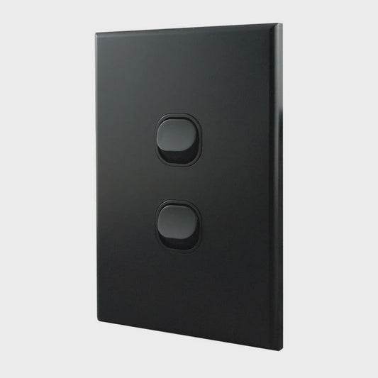 Light Switch 2 Gang – MATTE BLACK VERTICAL LS102VMB-L - ARCK Electrical Wholesale Supplies