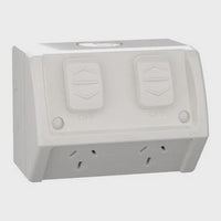 Clipsal Double Weatherproof Powerpoint GPO 15Amp 250V Resistant Grey - WSC227/2/15-RG