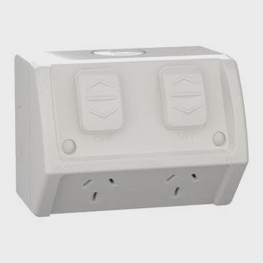 Clipsal Double Weatherproof Powerpoint GPO 15Amp 250V Resistant Grey - WSC227/2/15-RG - ARCK Electrical Wholesale Supplies