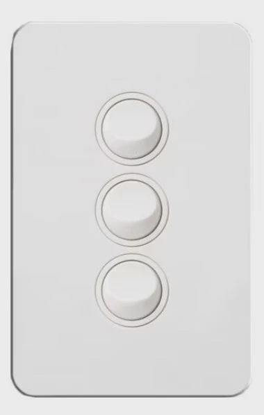 Hager Silhouette 3 Gang Switch (Gloss White) - WBSSV3