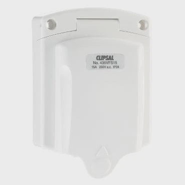 Clipsal 3 Pin 15A Caravan Socket Inlet White - 435VFS15-WE