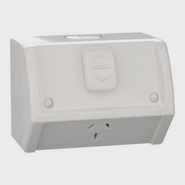 Clipsal Single Weatherproof Powerpoint GPO 15Amp 250V (Resistant Grey) - WSC227/1/15-RG - ARCK Electrical Wholesale Supplies