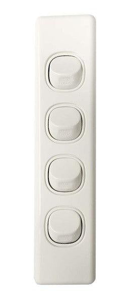 4 GANG ARCHITRAVE SWITCH 10AMP 250V WHITE - 30597NLS - ARCK Electrical Wholesale Supplies