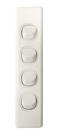 4 GANG ARCHITRAVE SWITCH 10AMP 250V WHITE - 30597NLS - ARCK Electrical Wholesale Supplies