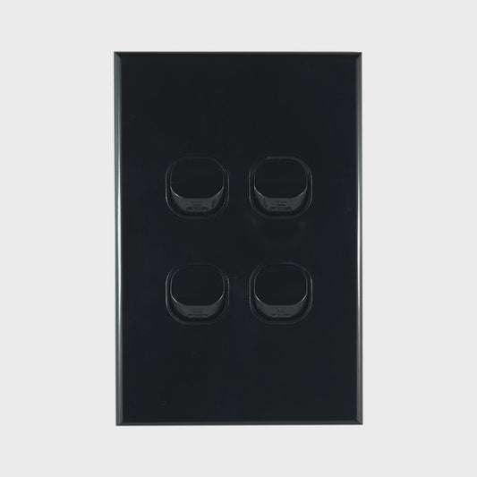 Light Switch 4 Gang – VERTICAL BLACK - LS104VB-L - ARCK Electrical Wholesale Supplies
