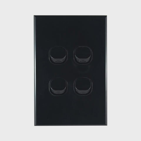 Light Switch 4 Gang – VERTICAL BLACK - LS104VB-L