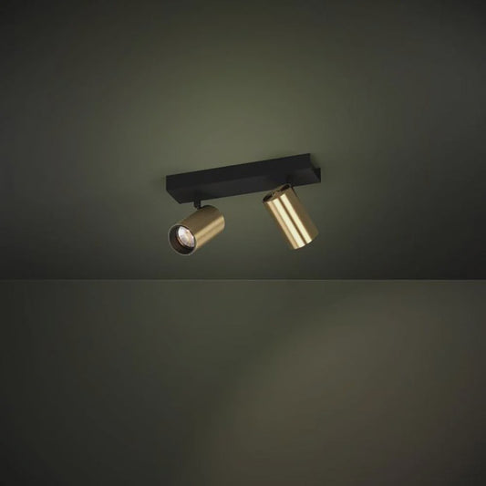Cumaribo Spot 2 lights Black / Brass Steel - 390083N - ARCK Electrical Wholesale Supplies