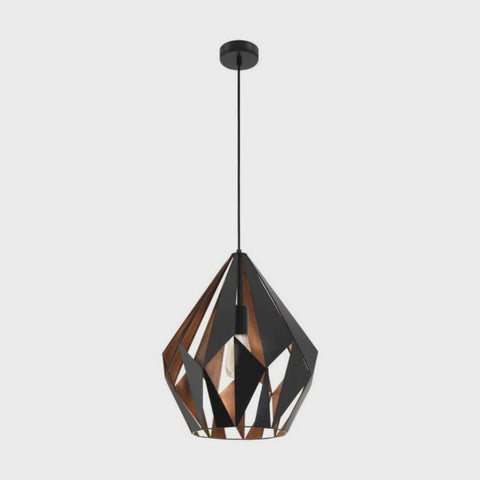 Carlton 1 Light Pendant Large Black and Copper Steel - 49878N - ARCK Electrical Wholesale Supplies