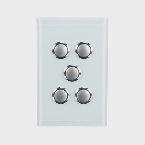 CLIPSAL SATURN 5 GANG PUSHBUTTON LED SWITCH - OCEAN MIST - 4065PBLOM - ARCK Electrical Wholesale Supplies