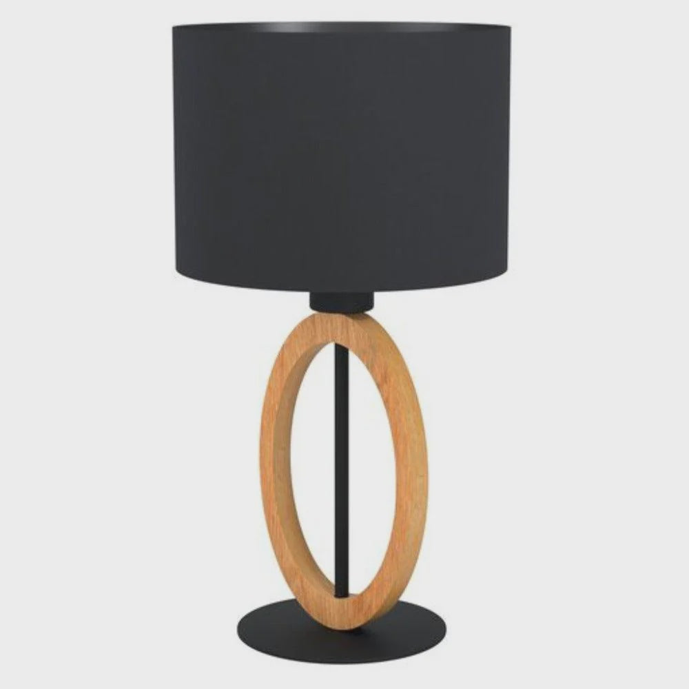 BASILDON 1 Table Lamp Black Steel / Brown Wood - 43569N - ARCK Electrical Wholesale Supplies